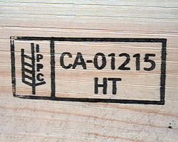 Example of an ISPN-15 Stamp certifying freedom from invasive pests